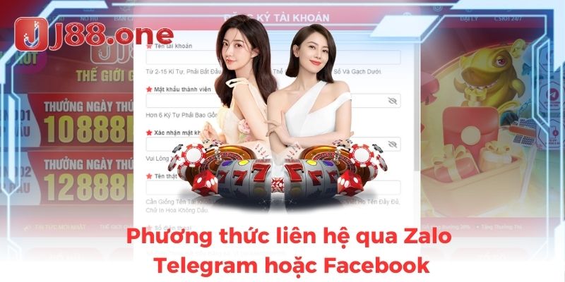 Phương thức liên hệ qua Zalo, Telegram hoặc Facebook